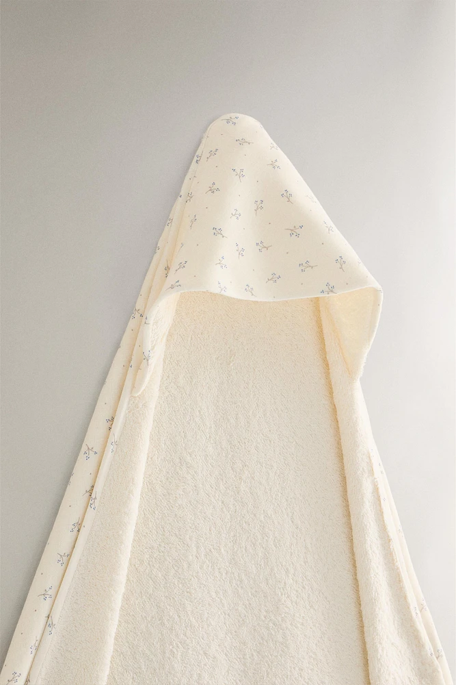 SERVIETTE DE BAIN CAPUCHE BÉBÉ MINIFLEUR