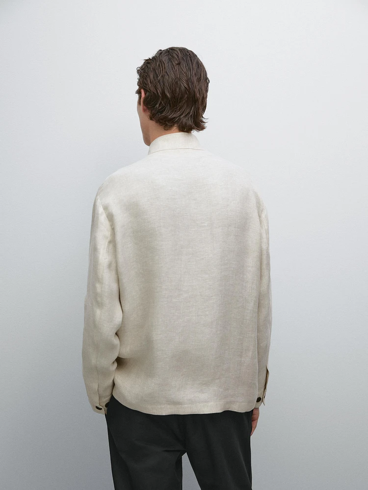 Total look linen overshirt