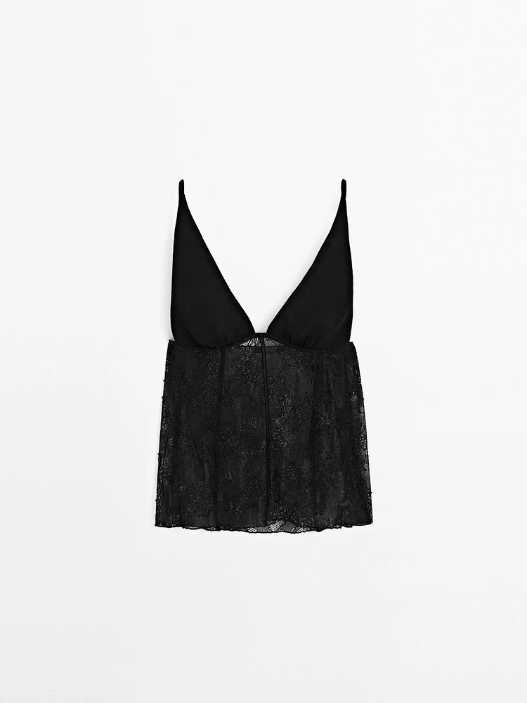 Strappy lace camisole top
