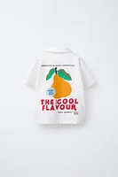 LINEN-BLEND FRUIT PRINT SHIRT