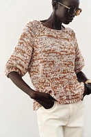 COMBINATION KNIT PEPLUM TOP