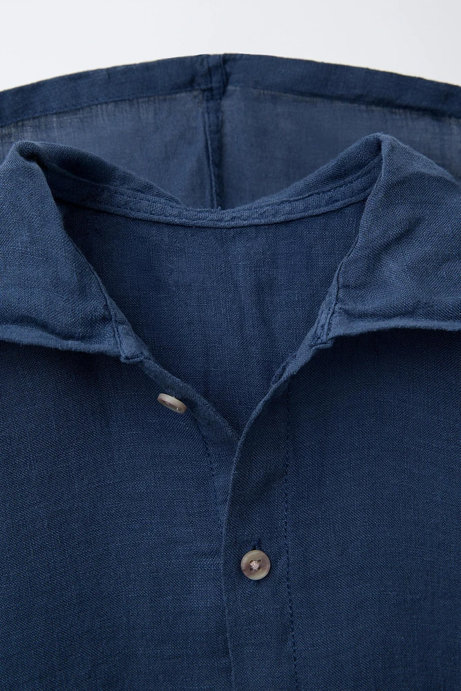 LINEN HOODED SHIRT