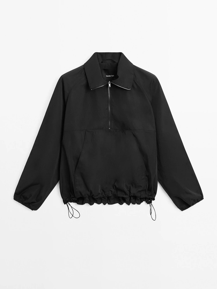 Technical fabric sweatshirt with zip detail