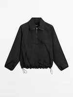 Technical fabric sweatshirt with zip detail