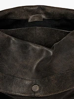 Distressed nappa leather flap bag