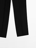 Straight fit flowing linen blend trousers