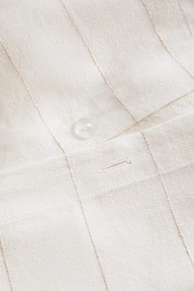 STRIPED COTTON LINEN FLAT SHEET