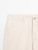Cotton blend tapered fit denim trousers