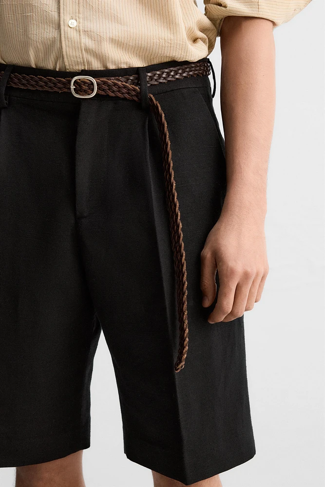 LIMITED EDITION LINEN COTTON PLEATED SHORTS
