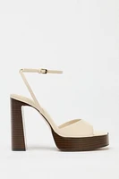 LEATHER PLATFORM HEELED SANDALS