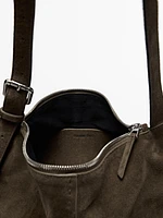 Split suede leather crossbody bag