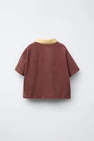 CONTRAST COLLAR TERRY POLO SHIRT