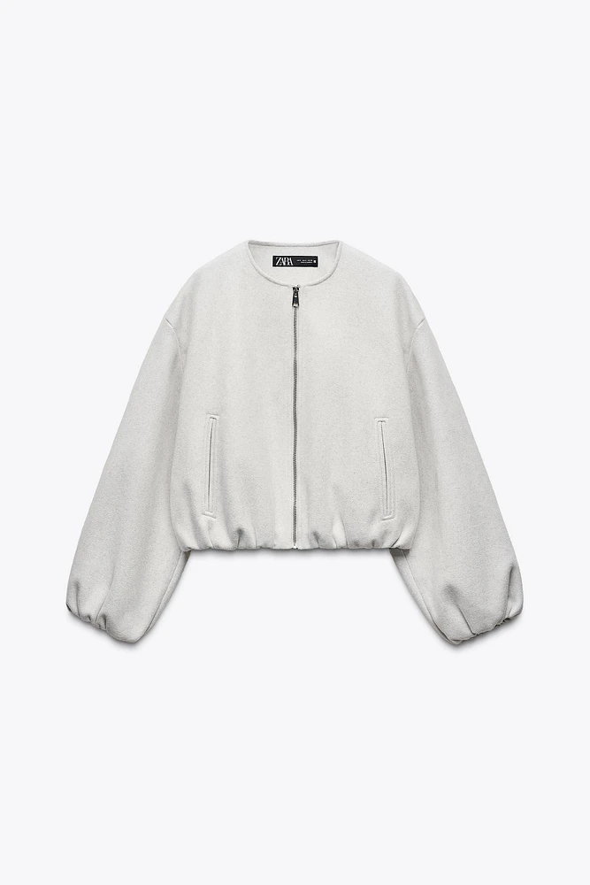 ELASTICATED TRIM SOFT BOMBER JACKET