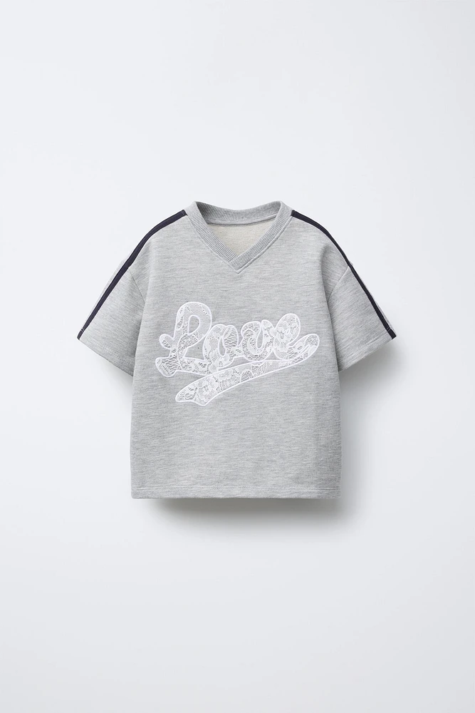 LACE TEXT T-SHIRT