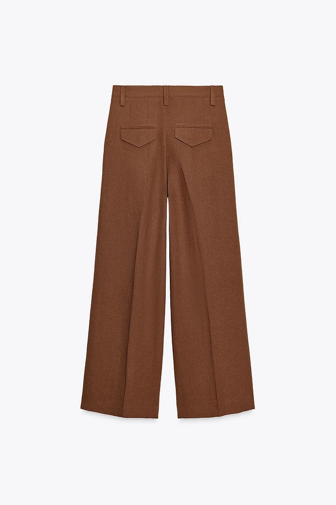 LINEN BLEND PLEATED PANTS ZW COLLECTION