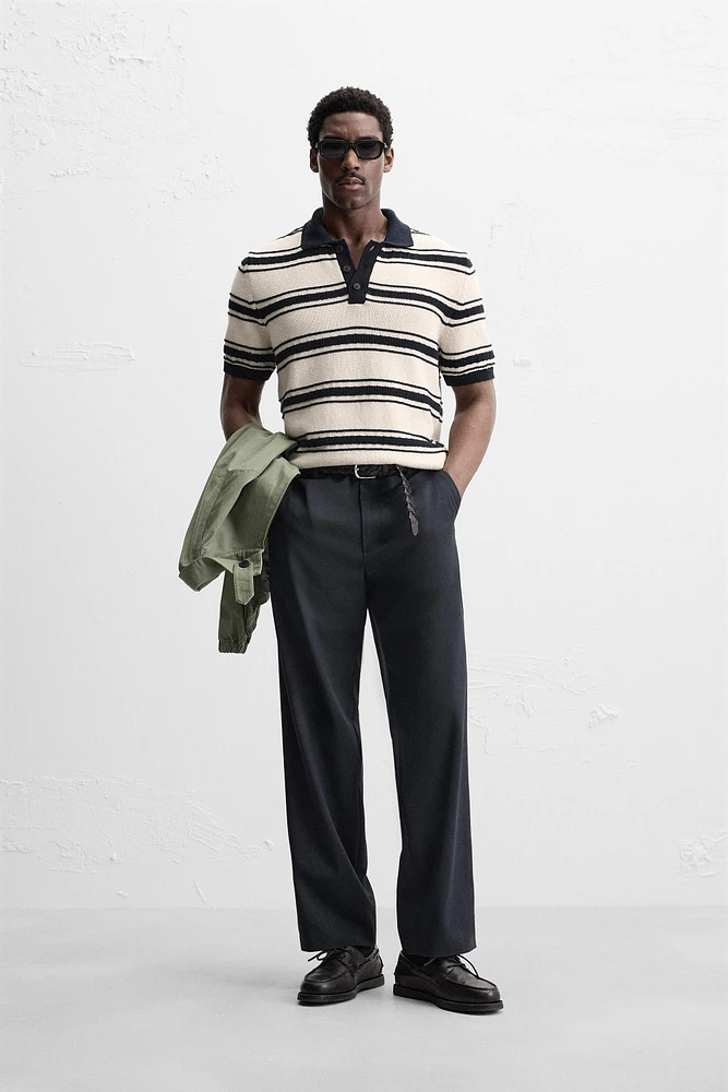 POLO EN MAILLE AVEC JACQUARD À RAYURES