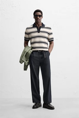 POLO EN MAILLE AVEC JACQUARD À RAYURES