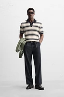 POLO EN MAILLE AVEC JACQUARD À RAYURES