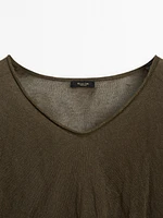 Creased-effect knit sweater