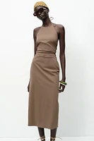 HALTER MIDI DRESS WITH TRIM