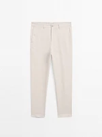 Pantalon tapered fit 100 % lin