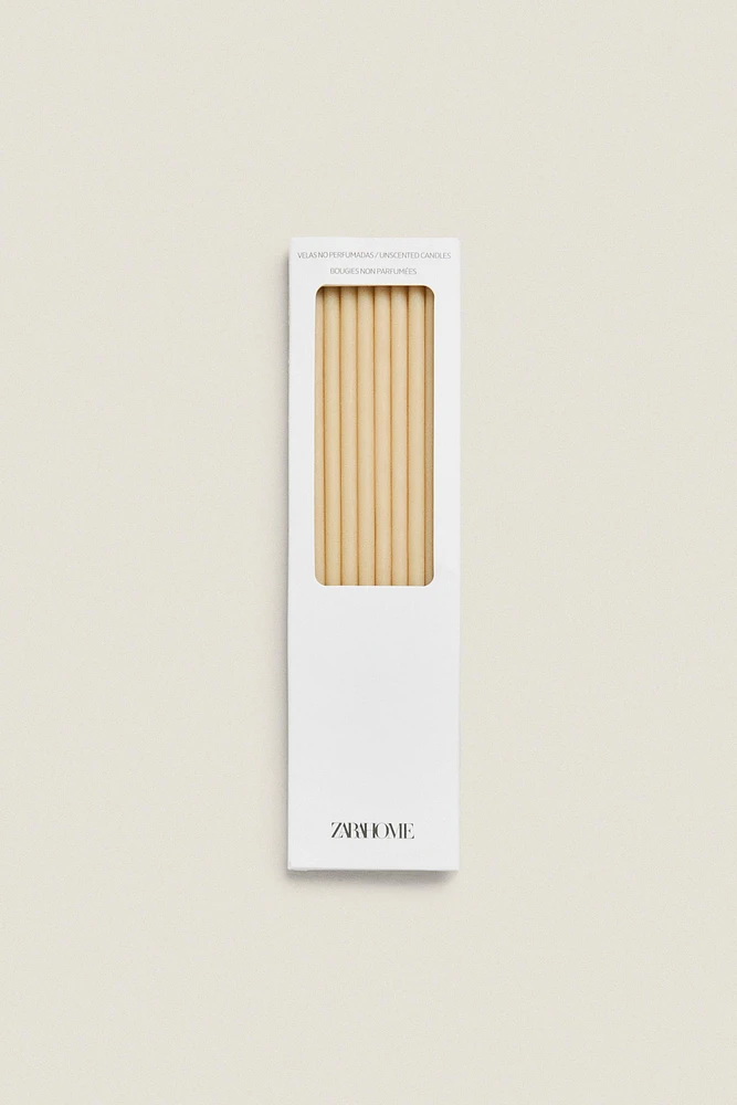 SET OF DECORATIVE CYLINDRICAL THIN TAPER CANDLES (SET OF 10)