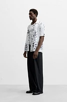 LEAF PRINT STRETCH SHIRT