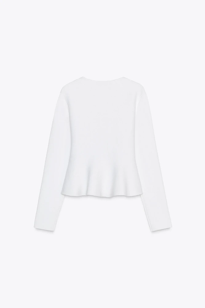 GILET PEPLUM EN MAILLE FINE