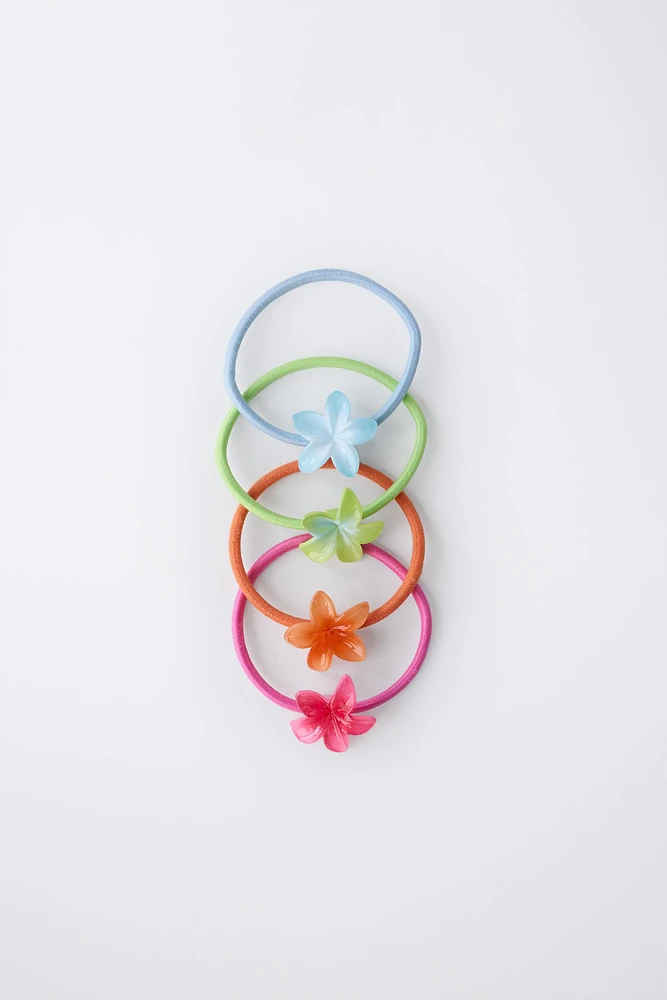 FOUR-PACK OF FLOWER HAIR TIES