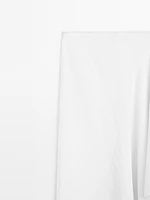 Asymmetric denim midi skirt