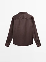 Flowing long sleeve satin shirt