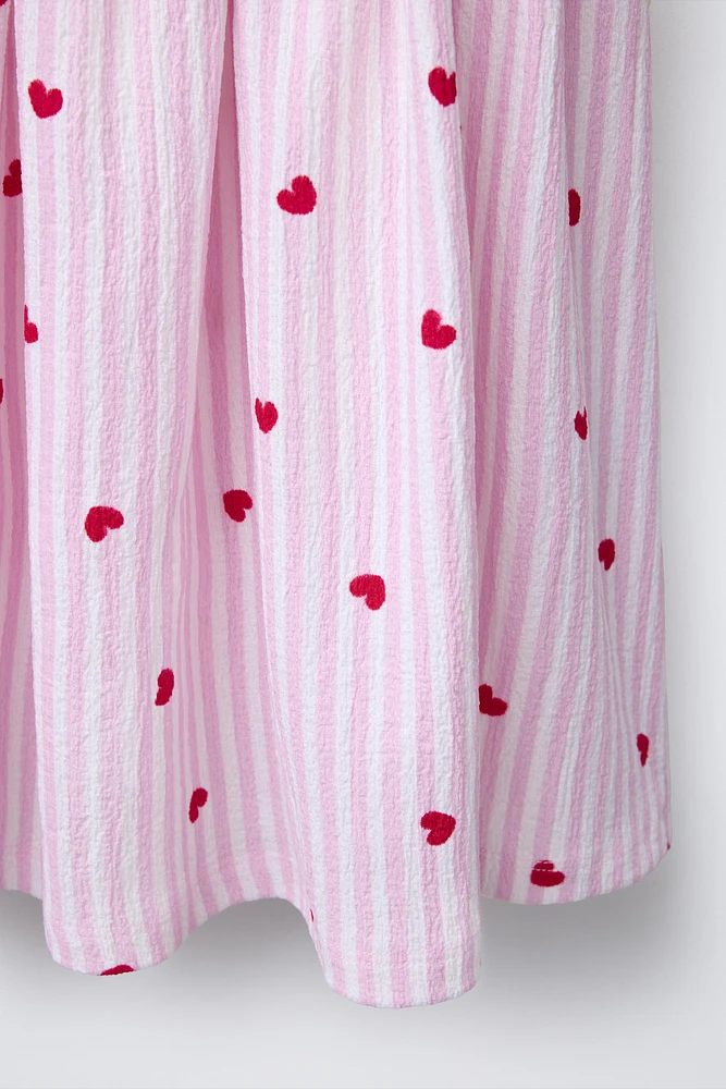 STRIPED AND HEART PRINT DRESS