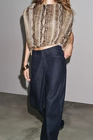 ANIMAL PRINT SHOULDER PAD BLOUSE ZW COLLECTION