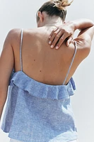 LINEN RUFFLED STRAPPY TOP