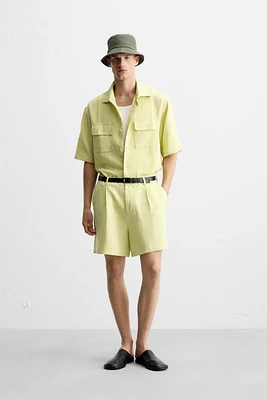 100% LINEN BERMUDA SHORTS