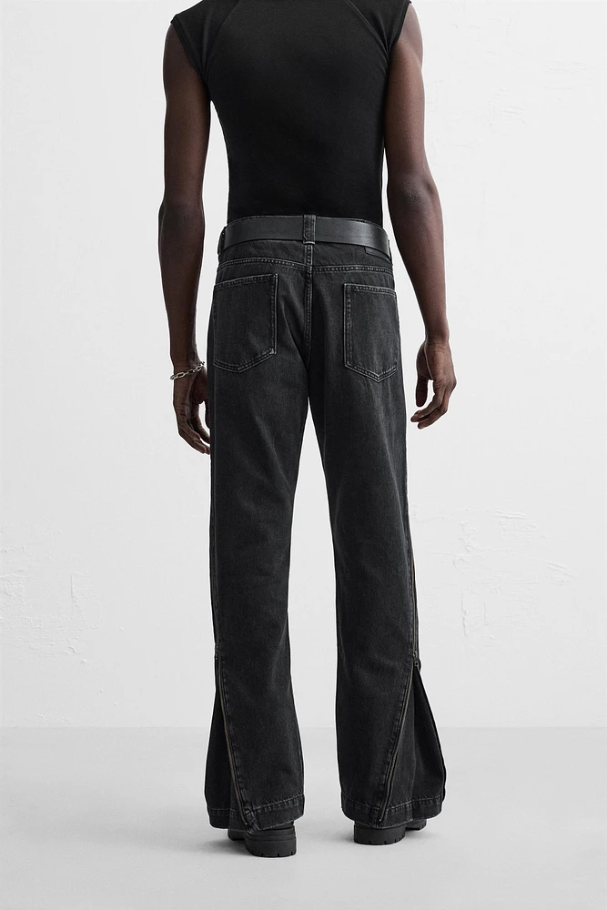 FLARE FIT ZIPPERED JEANS