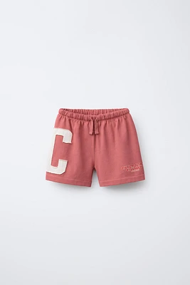LETTER PATCH FLEECE SHORTS