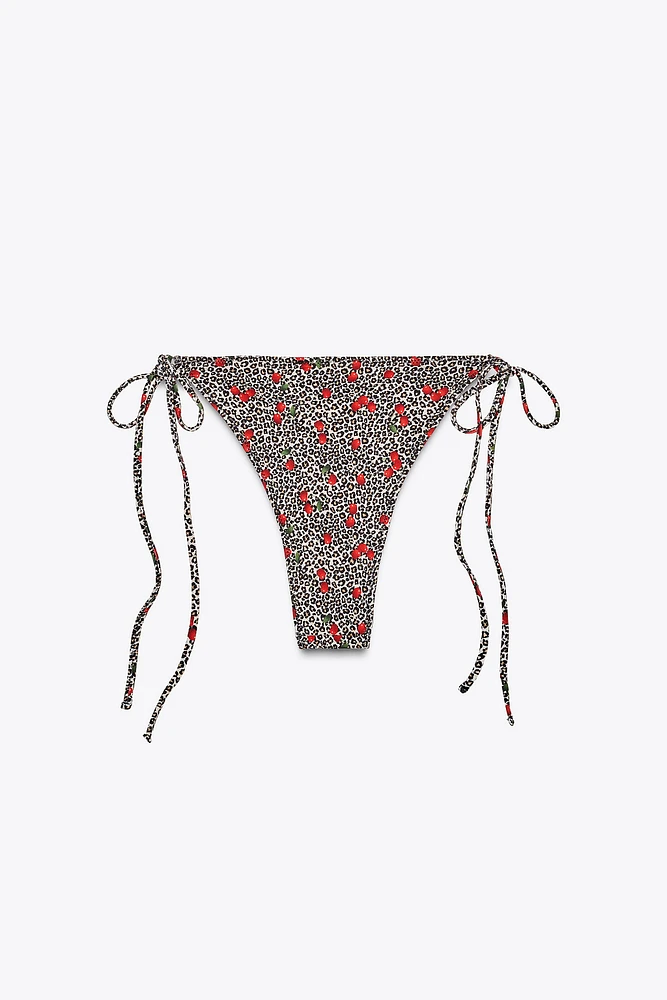 CHERRY ANIMAL PRINT BIKINI BOTTOMS