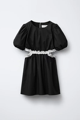 COLD SHOULDER RUFFLED DRESS