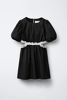 COLD SHOULDER RUFFLED DRESS