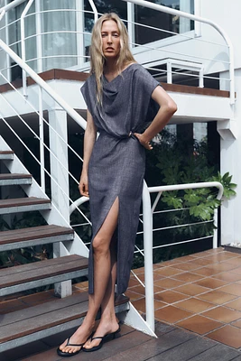GOLD APPLIQUÉ MIDI DRESS
