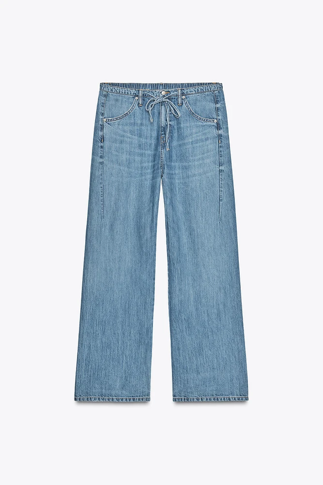 TRF FLOWY DRAWSTRING DENIM PANTS