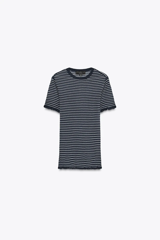 STRIPED RIB KNIT TOP