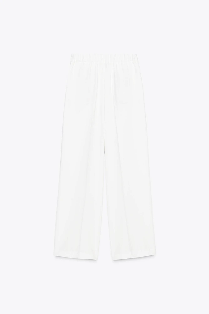 WIDE LEG ELASTIC WAIST PANTS