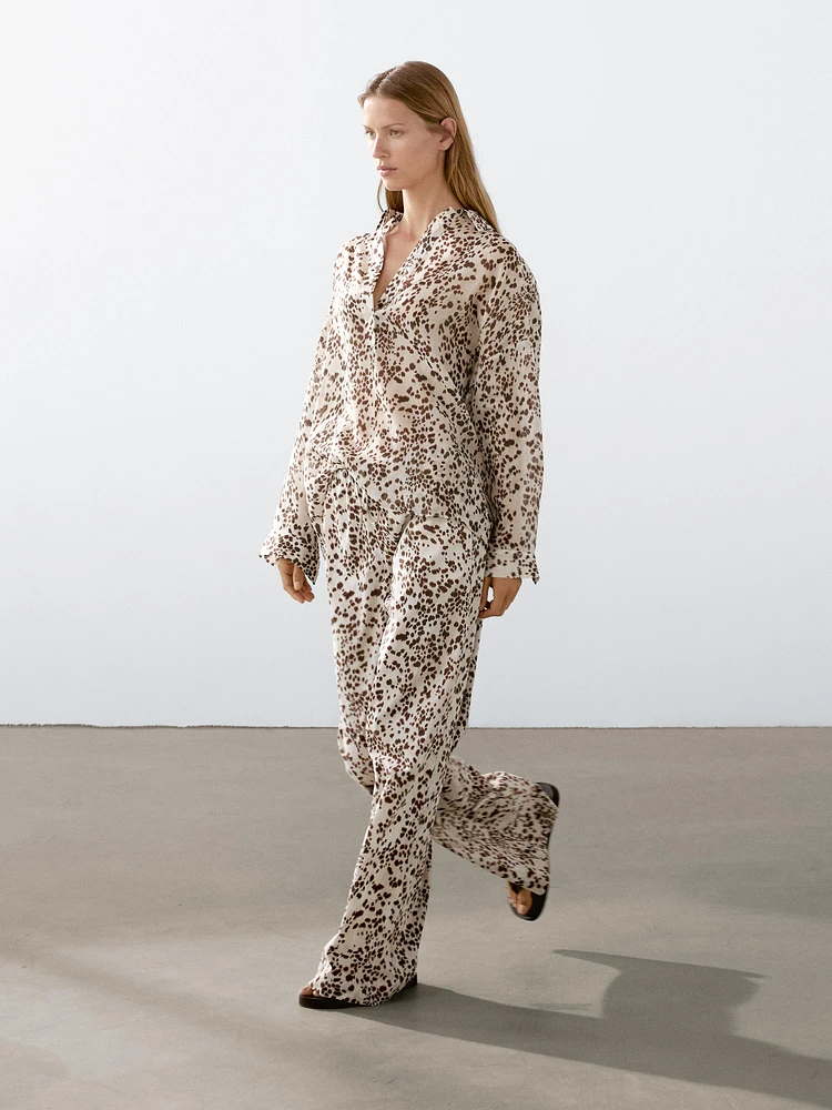 Animal print straight-leg trousers