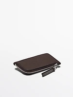 Nappa leather zipped card holder