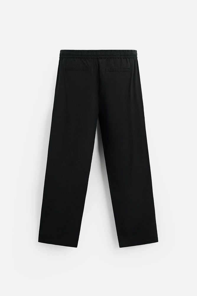 RELAXED FIT COTTON LINEN PANTS