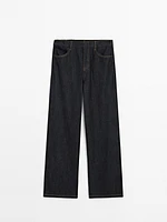 100% cotton mid-rise wide-leg jeans