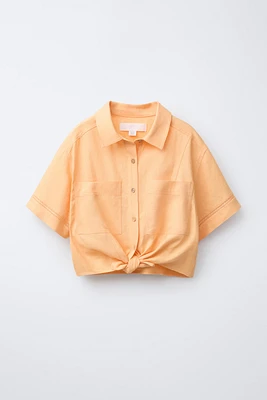 CHEMISE À NŒUD CONTENANT DU LIN