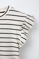 T-SHIRT RIB VOLANTS RAYURES